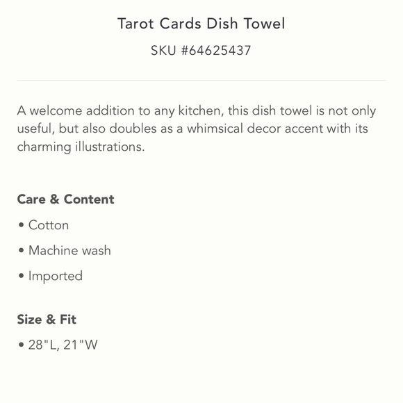Tarot Card Dish Towel from Anthropologie. - Picture 8 of 8